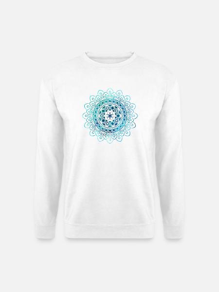 Mandala - Blau - Unisex Pullover - Weiß