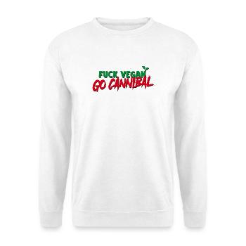 Fuck Vegan Go Cannibal - Unisex Pullover - Weiß - Vorne - Alina (178cm) & Michal (187cm)
