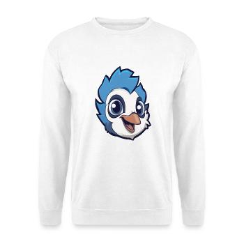 Blauer Eichelhäher Karikatur Kawaii Aquarellillustration - Unisex Pullover - Weiß - Vorne - Alina (178cm) & Michal (187cm)