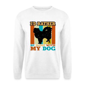 Japanischer Kinn Hund Liebhaber Silhouette Vintage Sonnenuntergang - Unisex Pullover - Weiß - Vorne - Alina (178cm) & Michal (187cm)