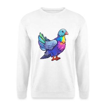 Taube buntes Aquarell Cartoon Kawaii Tier - Unisex Pullover - Weiß - Vorne - Alina (178cm) & Michal (187cm)
