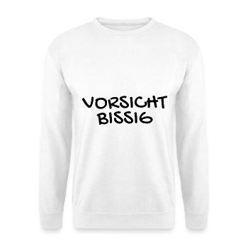 Vorsicht Bissig Mundschutz Nasenschutz - Unisex Pullover - Weiß - Vorne - Alina (178cm) & Michal (187cm)