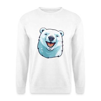 Eisbär-Karikatur-Kawaii-Aquarell-Illustration - Unisex Pullover - Weiß - Vorne - Alina (178cm) & Michal (187cm)