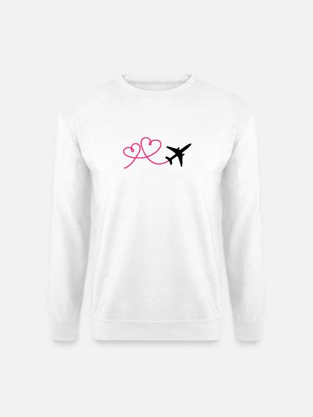 Flugzeug Flieger mit Herz - Unisex Pullover - Weiß