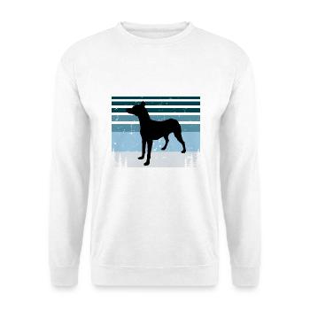 Andalusischer Jagdhund Hundeliebhaber Silhouette Retro Sonnenuntergang - Unisex Pullover - Weiß - Vorne - Alina (178cm) & Michal (187cm)