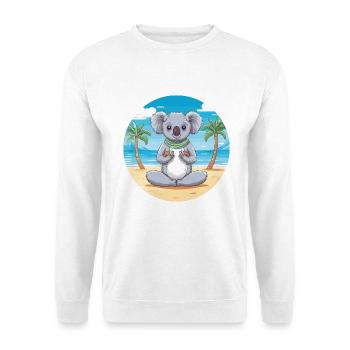 Koala-Karikatur-Yoga-Strand-Sommer-Illustration - Unisex Pullover - Weiß - Vorne - Alina (178cm) & Michal (187cm)