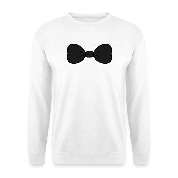 KNOTEN. FLIEGE. MANN. HERR. PAPA. FEST - Unisex Pullover - Weiß - Vorne - Alina (178cm) & Michal (187cm)