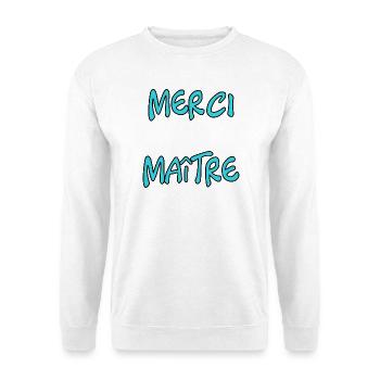 MEISTER. VIELEN DANK. DANKE, MEISTER. MEISTER. MEISTER-GESCHENK - Unisex Pullover - Weiß - Vorne - Alina (178cm) & Michal (187cm)