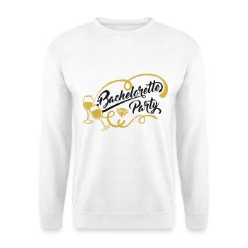 Bachelorette Party - JGA mit Sektgläsern - Unisex Pullover - Weiß - Vorne - Alina (178cm) & Michal (187cm)