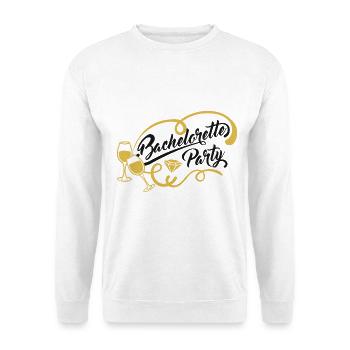 Bachelorette Party - JGA mit Sektgläsern - Unisex Pullover - Weiß - Vorne - Alina (178cm) & Michal (187cm)