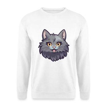 Nebelung Katze Karikatur Aquarell Illustration - Unisex Pullover - Weiß - Vorne - Alina (178cm) & Michal (187cm)