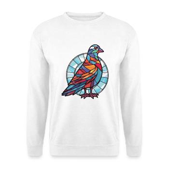 Taube Buntes Aquarell Tier Haustier Illustration - Unisex Pullover - Weiß - Vorne - Alina (178cm) & Michal (187cm)
