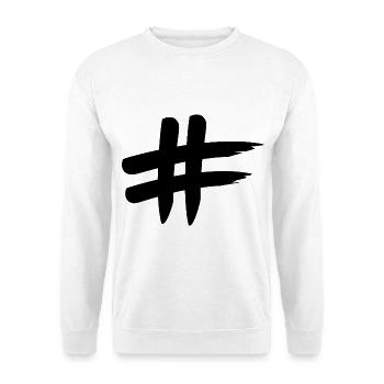 # Hashtag - Unisex Pullover - Weiß - Vorne - Alina (178cm) & Michal (187cm)