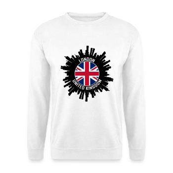 London Skyline UK Flagge Reisesouvenir - Unisex Pullover - Weiß - Vorne - Alina (178cm) & Michal (187cm)