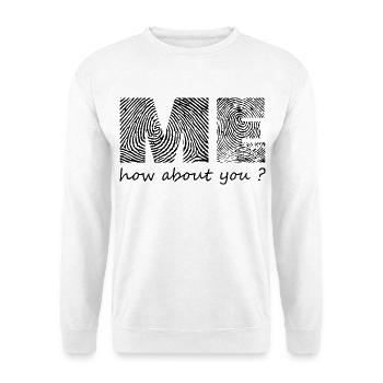 "Ich bin's, wie wäre es, wenn du deinen Abdruck hinterlässt - Unisex Pullover - Weiß - Vorne - Alina (178cm) & Michal (187cm)