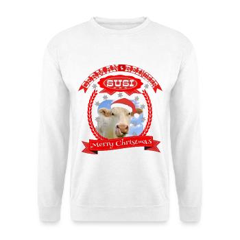 Frohe Weihnachten ein deutsches Rentier - Unisex Pullover - Weiß - Vorne - Alina (178cm) & Michal (187cm)