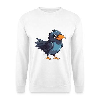Krähenkarikatur Kawaii Aquarellillustration - Unisex Pullover - Weiß - Vorne - Alina (178cm) & Michal (187cm)