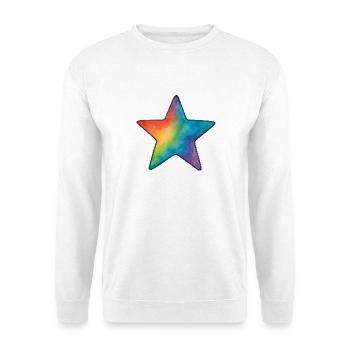 Watercolor Star – Bunter Stern im Aquarellstil - Unisex Pullover - Weiß - Vorne - Alina (178cm) & Michal (187cm)