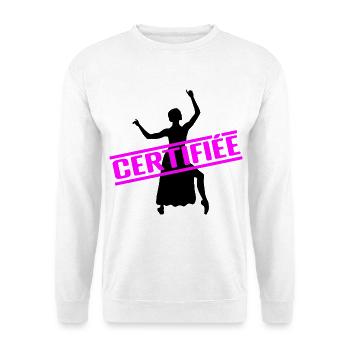 ZERTIFIZIERTER BESTER LEHRER - Unisex Pullover - Weiß - Vorne - Alina (178cm) & Michal (187cm)