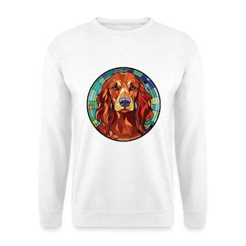 Irischer Setter Hund Rasse Aquarell Illustration - Unisex Pullover - Weiß - Vorne - Alina (178cm) & Michal (187cm)