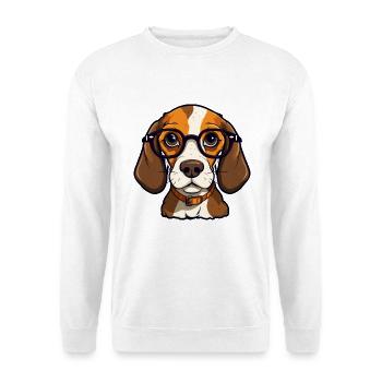 Beagle Hunderasse Aquarell Cartoon Kawaii Brille - Unisex Pullover - Weiß - Vorne - Alina (178cm) & Michal (187cm)