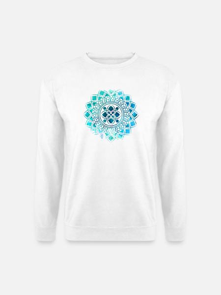 Mandala - Blau - Unisex Pullover - Weiß