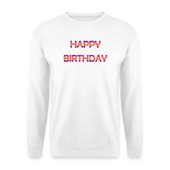 ALLES GUTE ZUM GEBURTSTAG. ALLES GUTE ZUM GEBURTSTAG. JAHRESTAG. - Unisex Pullover - Weiß - Vorne - Alina (178cm) & Michal (187cm)