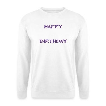ALLES GUTE ZUM GEBURTSTAG. ALLES GUTE ZUM GEBURTSTAG. JAHRESTAG. - Unisex Pullover - Weiß - Vorne - Alina (178cm) & Michal (187cm)
