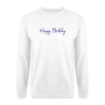 ALLES GUTE ZUM GEBURTSTAG. ALLES GUTE ZUM GEBURTSTAG. JAHRESTAG. - Unisex Pullover - Weiß - Vorne - Alina (178cm) & Michal (187cm)