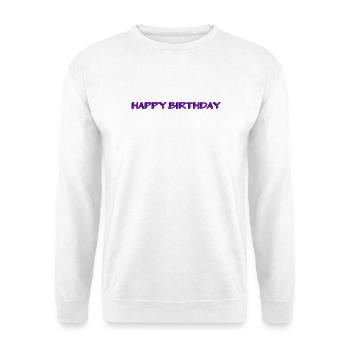 ALLES GUTE ZUM GEBURTSTAG. ALLES GUTE ZUM GEBURTSTAG. JAHRESTAG. - Unisex Pullover - Weiß - Vorne - Alina (178cm) & Michal (187cm)