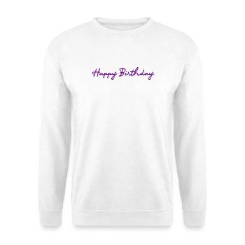 ALLES GUTE ZUM GEBURTSTAG. ALLES GUTE ZUM GEBURTSTAG. JAHRESTAG. - Unisex Pullover - Weiß - Vorne - Alina (178cm) & Michal (187cm)