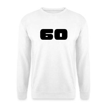 60. 60 JAHRE. 60-JÄHRIGES JUBILÄUM. GEBURTSTAG 60 JAHRE. - Unisex Pullover - Weiß - Vorne - Alina (178cm) & Michal (187cm)