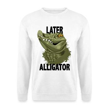 Later Alligator - Krokodil Kopf Abschied - Unisex Pullover - Weiß - Vorne - Alina (178cm) & Michal (187cm)