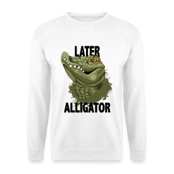 Later Alligator - Krokodil Kopf Abschied - Unisex Pullover - Weiß - Vorne - Alina (178cm) & Michal (187cm)