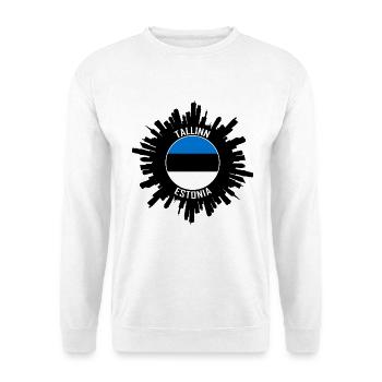 Tallinn Skyline Estland Flagge Reise Souvenir - Unisex Pullover - Weiß - Vorne - Alina (178cm) & Michal (187cm)