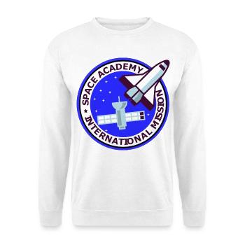 Space Academy International bleu Vintage - Unisex Pullover - Weiß - Vorne - Alina (178cm) & Michal (187cm)