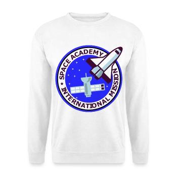Space Academy International bleu Vintage - Unisex Pullover - Weiß - Vorne - Alina (178cm) & Michal (187cm)