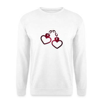 Handschelle Herz - Unisex Pullover - Weiß - Vorne - Alina (178cm) & Michal (187cm)