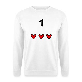 1. 1 JAHR. 1. JAHRESTAG. GEBURTSTAG 1 JAHR. - Unisex Pullover - Weiß - Vorne - Alina (178cm) & Michal (187cm)