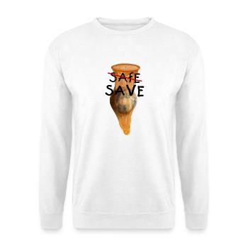 Save the World – Klimaschutz Protest Design - Unisex Pullover - Weiß - Vorne - Alina (178cm) & Michal (187cm)