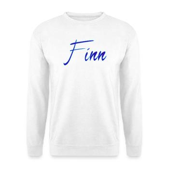 Name Finn - Unisex Pullover - Weiß - Vorne - Alina (178cm) & Michal (187cm)