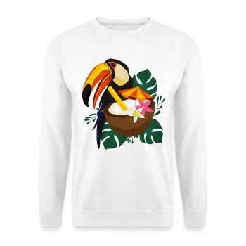 Tropischer Toucan mit Sonne - Sommer Design - Unisex Pullover - Weiß - Vorne - Alina (178cm) & Michal (187cm)