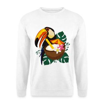 Tropischer Toucan mit Sonne - Sommer Design - Unisex Pullover - Weiß - Vorne - Alina (178cm) & Michal (187cm)