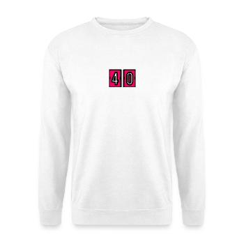 40. 40. GEBURTSTAG. GEBURTSTAG 40 JAHRE. 40 - Unisex Pullover - Weiß - Vorne - Alina (178cm) & Michal (187cm)