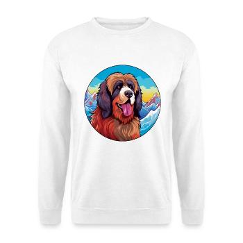 Tibetischer Mastiff Hunderasse Cartoon Kawaii Watercolo - Unisex Pullover - Weiß - Vorne - Alina (178cm) & Michal (187cm)