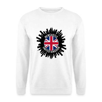 Newcastle Skyline UK Flagge Reise Souvenir - Unisex Pullover - Weiß - Vorne - Alina (178cm) & Michal (187cm)