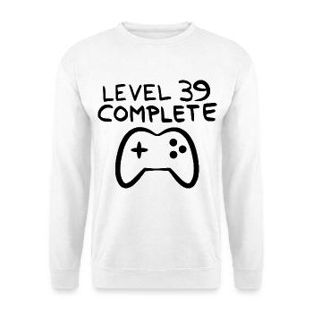 Level 39 abgeschlossen 39.Geburtstag - Unisex Pullover - Weiß - Vorne - Alina (178cm) & Michal (187cm)