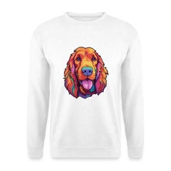 Irischer Setter Hund Rasse Cartoon Kawaii Illustration - Unisex Pullover - Weiß - Vorne - Alina (178cm) & Michal (187cm)