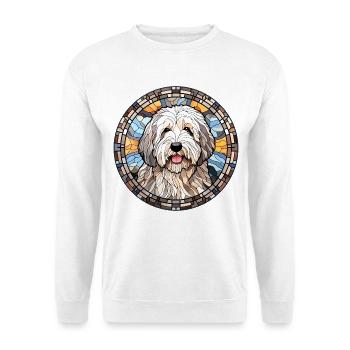Altes englisches Schäferhund-Hunderasse-Aquarellglas - Unisex Pullover - Weiß - Vorne - Alina (178cm) & Michal (187cm)