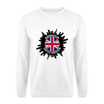 Birmingham Skyline UK Flagge Reise Souvenir - Unisex Pullover - Weiß - Vorne - Alina (178cm) & Michal (187cm)